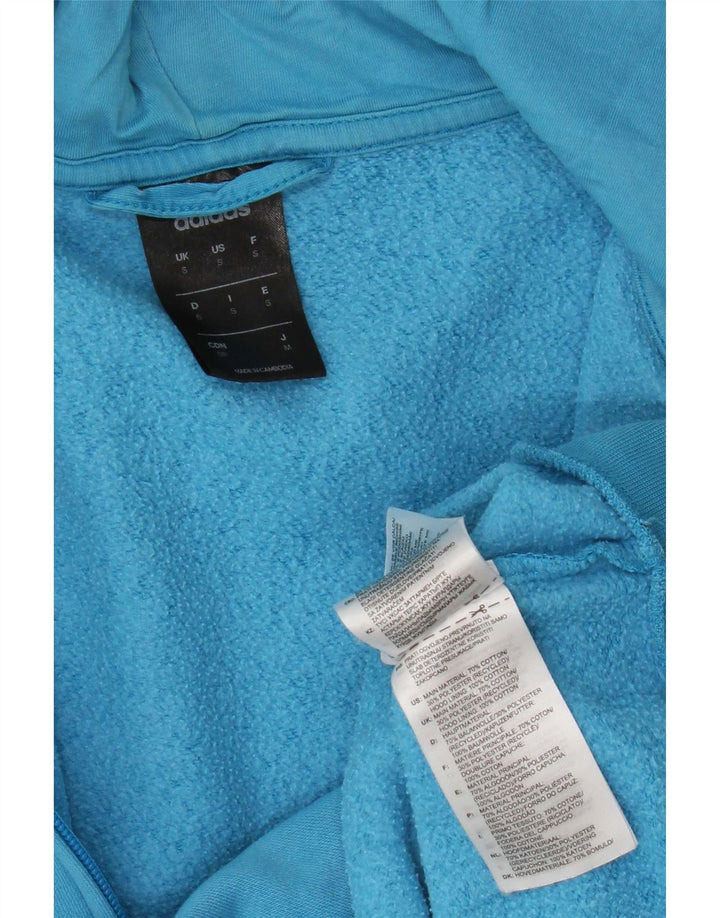 Maglione con cappuccio e zip Adidas da uomo piccolo in cotone blu