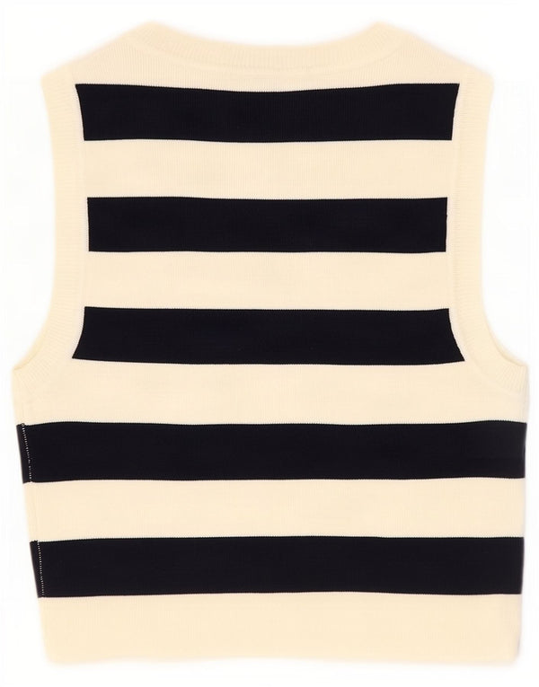 Canotta corta da donna Zara UK 12 Viscosa a righe beige medio