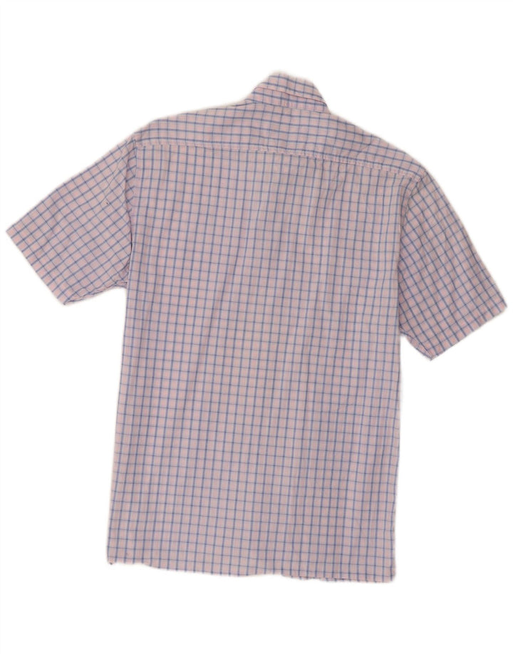 Camicia a maniche corte da uomo Yves Saint Laurent in cotone a quadri rosa medio