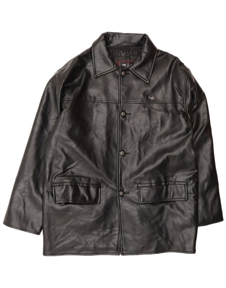 REPORTAGE Cappotto in pelle da uomo UK 42 XL Nero