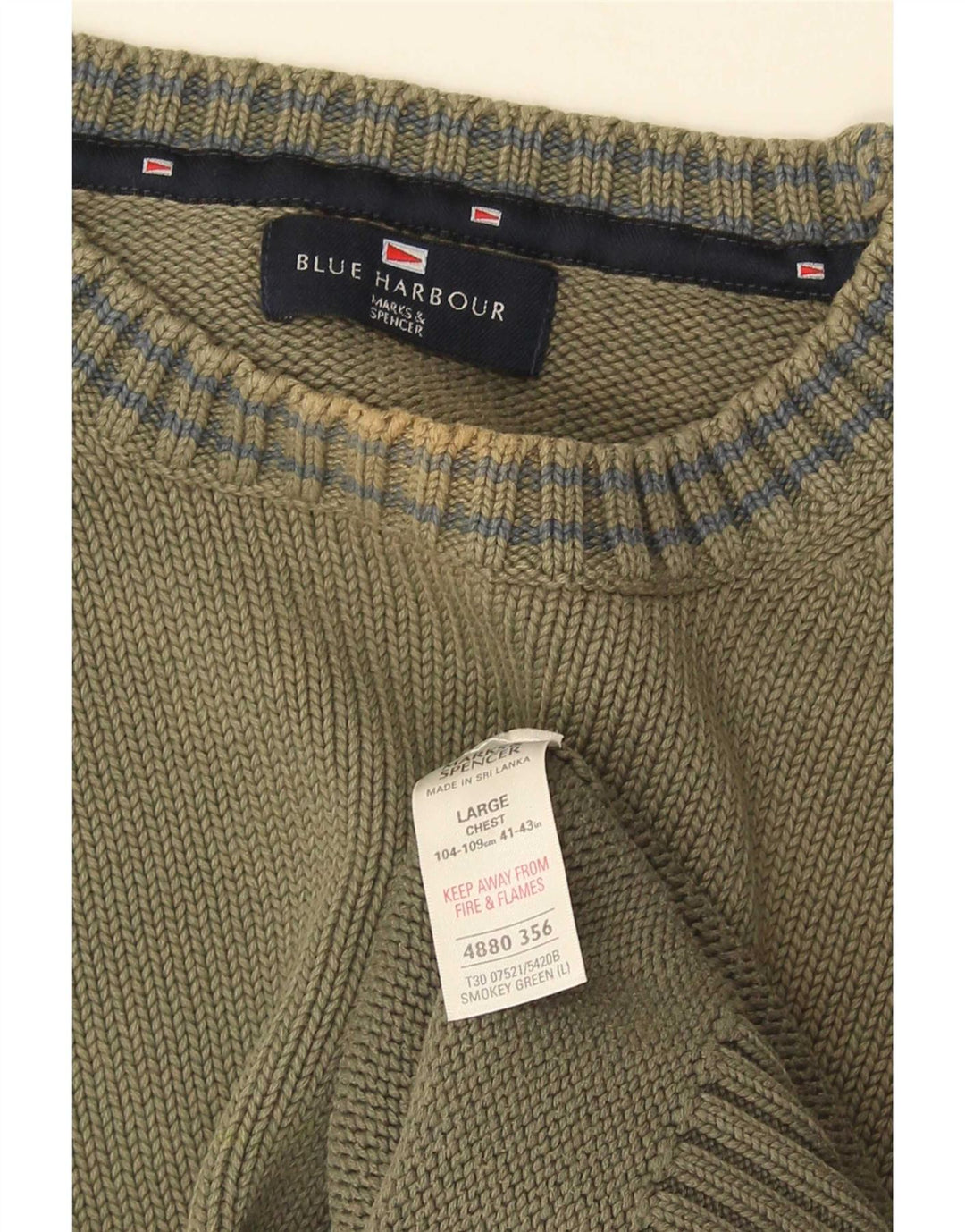 Maglione maglione girocollo da uomo Marks & Spencer grande cotone verde
