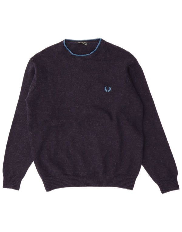 Maglione maglione girocollo da ragazzo Fred Perry 13-14 anni in lana blu navy