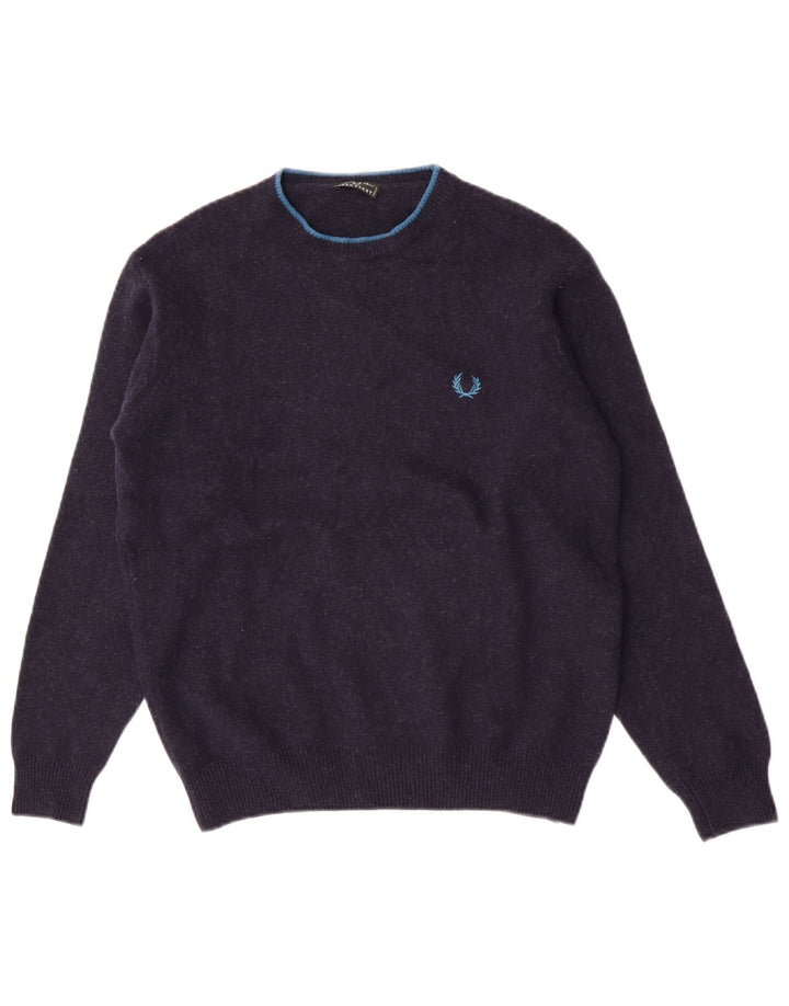 Maglione maglione girocollo da ragazzo Fred Perry 13-14 anni in lana blu navy