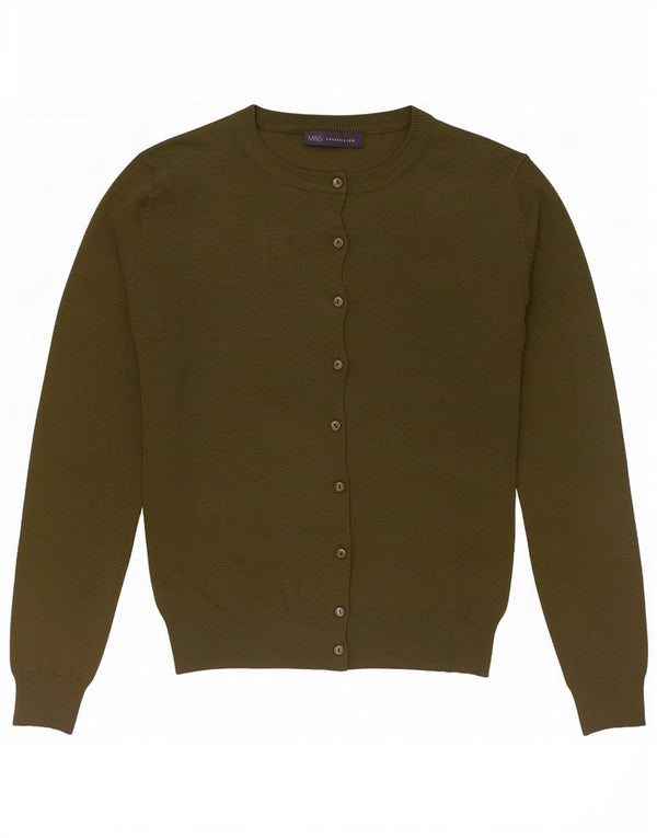 Maglione cardigan da donna Marks & Spencer UK 12 Viscosa kaki media
