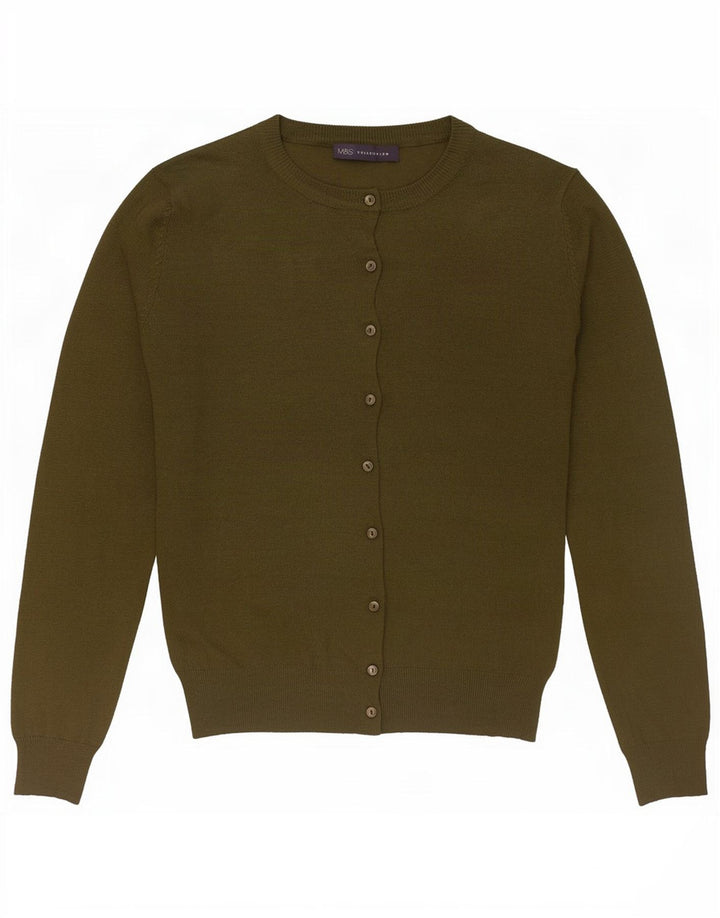 Maglione cardigan da donna Marks & Spencer UK 12 Viscosa kaki media