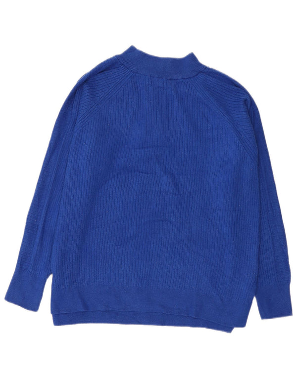 Maglione da donna Marks & Spencer con zip e collo UK 16 grande viscosa blu