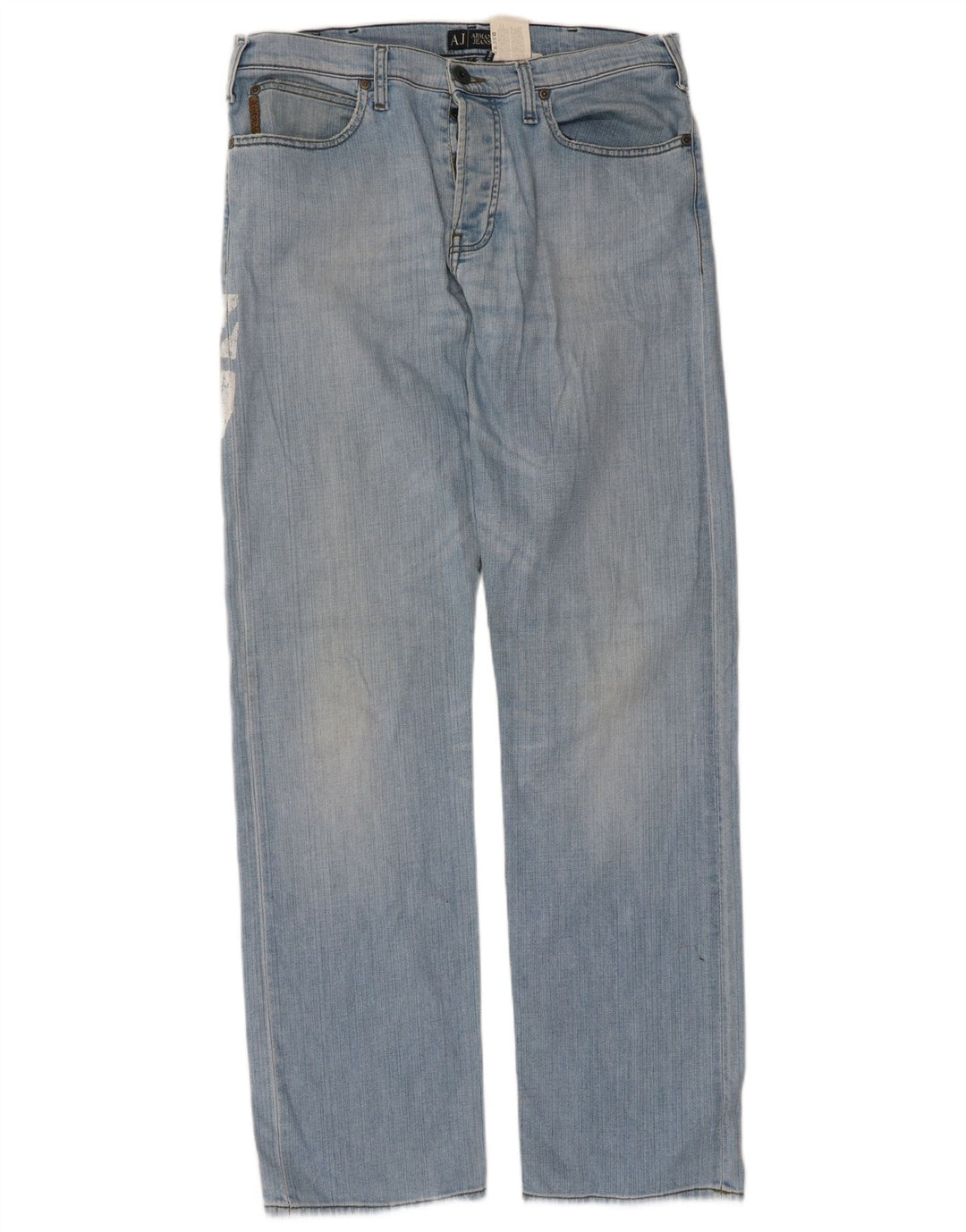 Jeans dritti con grafica da uomo Armani W36 L33 in cotone blu