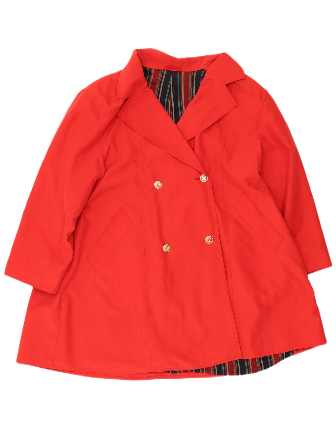 Cappotto doppiopetto vintage da donna UK 16 grande poliestere rosso