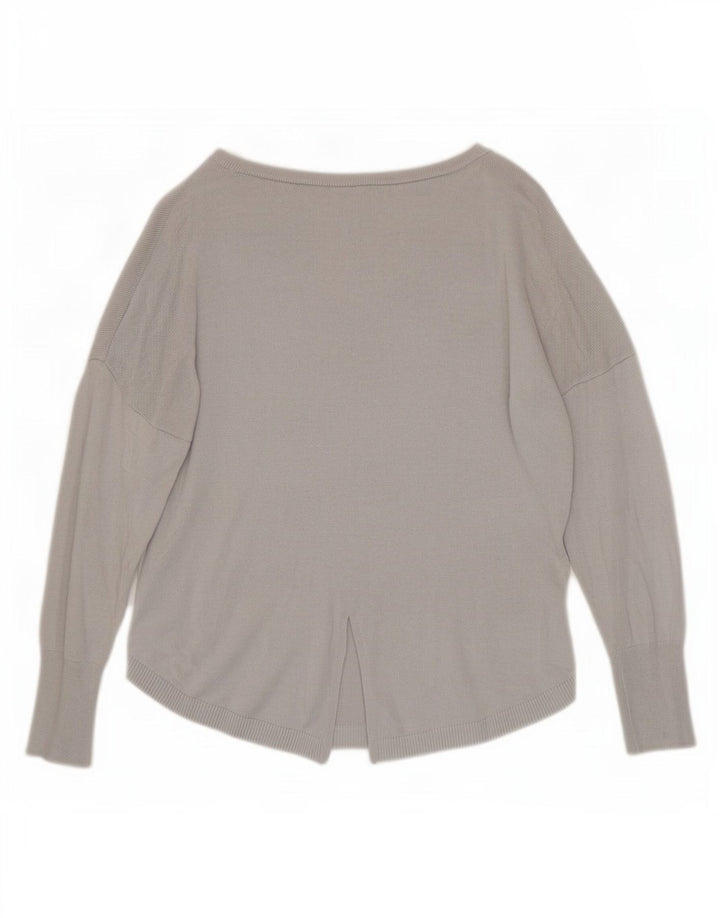 Maglione maglione con scollo a barca da donna Oasis UK 10 piccolo in viscosa grigia