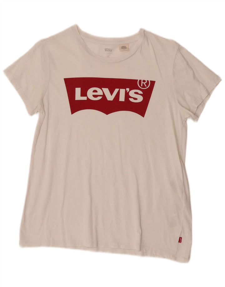 T-shirt grafica da donna Levi's Top UK 10 piccola in cotone bianco
