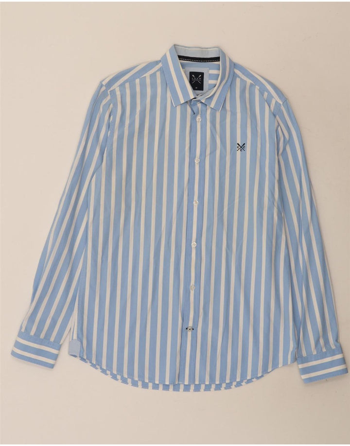 Crew Clothing Camicia da uomo in cotone a righe blu medio