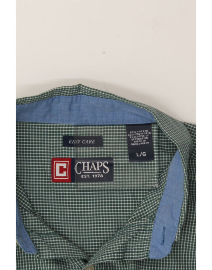 CHAPS Mens Shirt Large Green Check Cotton Vintage Chaps and Second-Hand Chaps from Messina Hembry 
