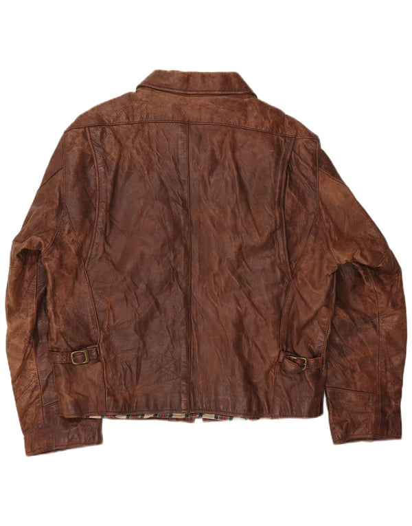 Giacca in pelle oversize da donna Americanino UK 16 Large in pelle marrone