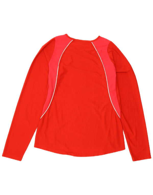 Maglia ASICS da donna a maniche lunghe UK 10 Small Rosso Colourblock Poliestere