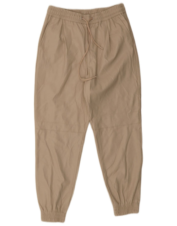 Pantaloni da jogging da donna in ecopelle Zara da donna UK 10 piccoli W26 L26 Beige