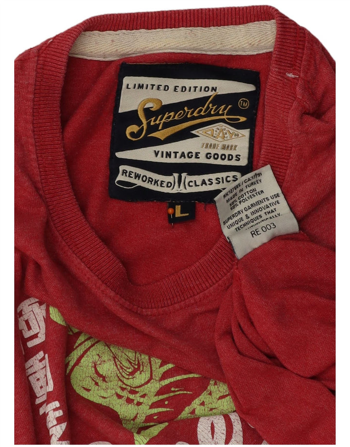 T-shirt grafica da uomo SUPERDRY Top grande in cotone rosso