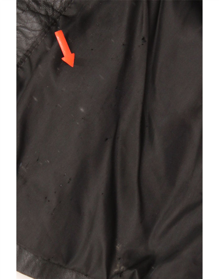 Cappotto in pelle da uomo vintage UK 38 in pelle nera media