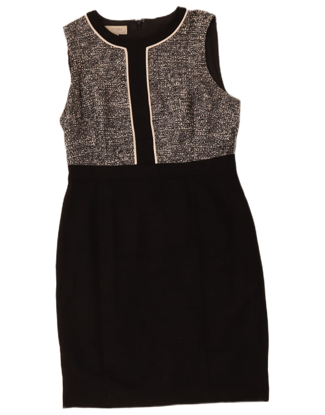 Abito tubino senza maniche da donna Hobbs UK 12 poliestere medio nero screziato