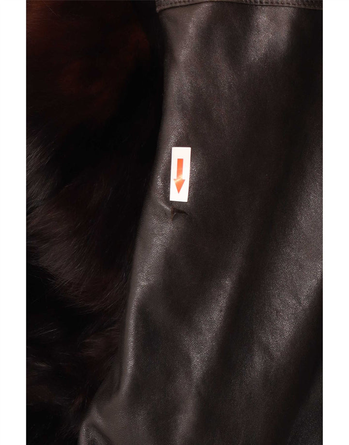 Giacca in pelle oversize da donna in pelliccia sintetica Ruffo UK 18 XL Marrone