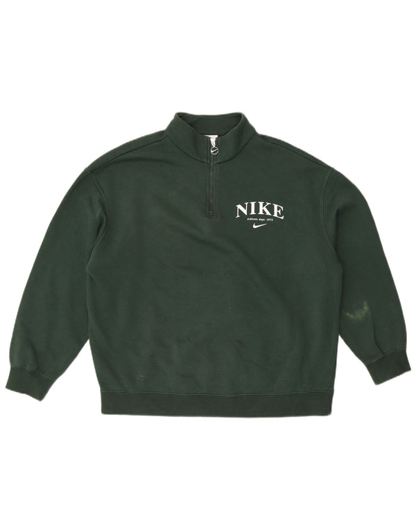 Felpa Nike da uomo con vestibilità ampia e collo con zip grafica, XS, cotone verde