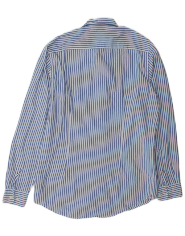 Tommy Hilfiger Mens Slim Fit Shirt Medium Blue Striped Cotton