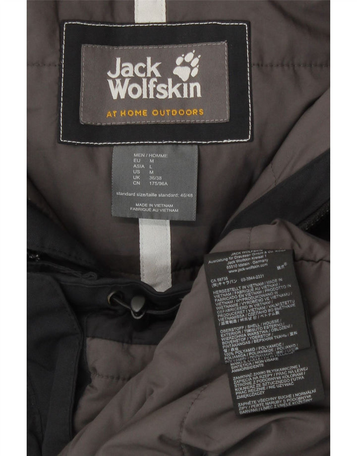 Cappotto giacca a vento con cappuccio da uomo Jack Wolfskin UK 36/38 medio nero poliammide