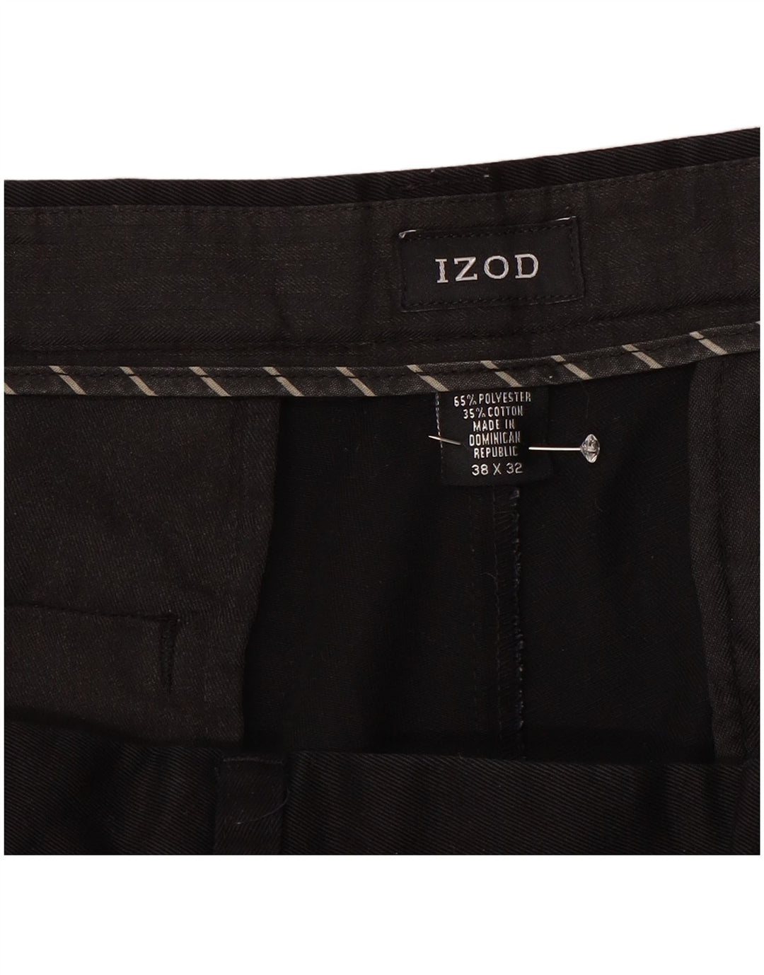 Pantaloni chino con pegging da uomo Izod W38 L31 poliestere nero