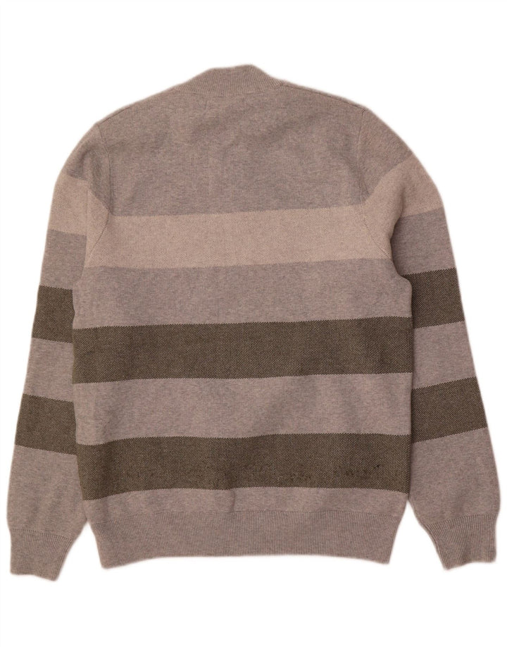 Maglione maglione girocollo da uomo Marks & Spencer Poliestere a righe grigio medio
