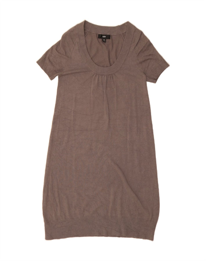 MOSSIMO Womens Short Sleeves Jumper Dress UK 12 Medium Grey Rayon Vintage Mossimo and Second-Hand Mossimo from Messina Hembry 