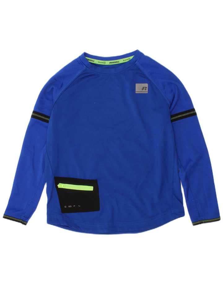 Maglia da bambino Russell Athletic a maniche lunghe 6-7 anni piccola in poliestere blu