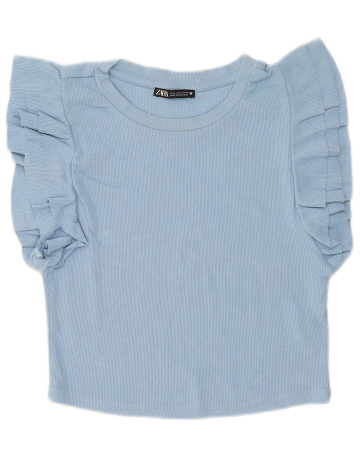 Top corto da donna Zara in camicetta UK 14 grande cotone blu