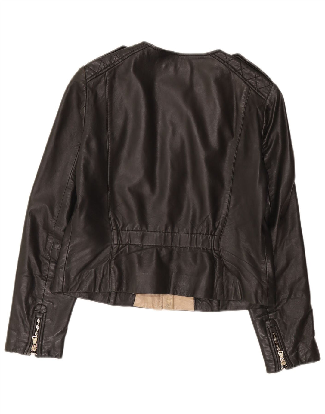 Giacca in pelle da donna Massimo Dutti UK 14 Large in pelle nera