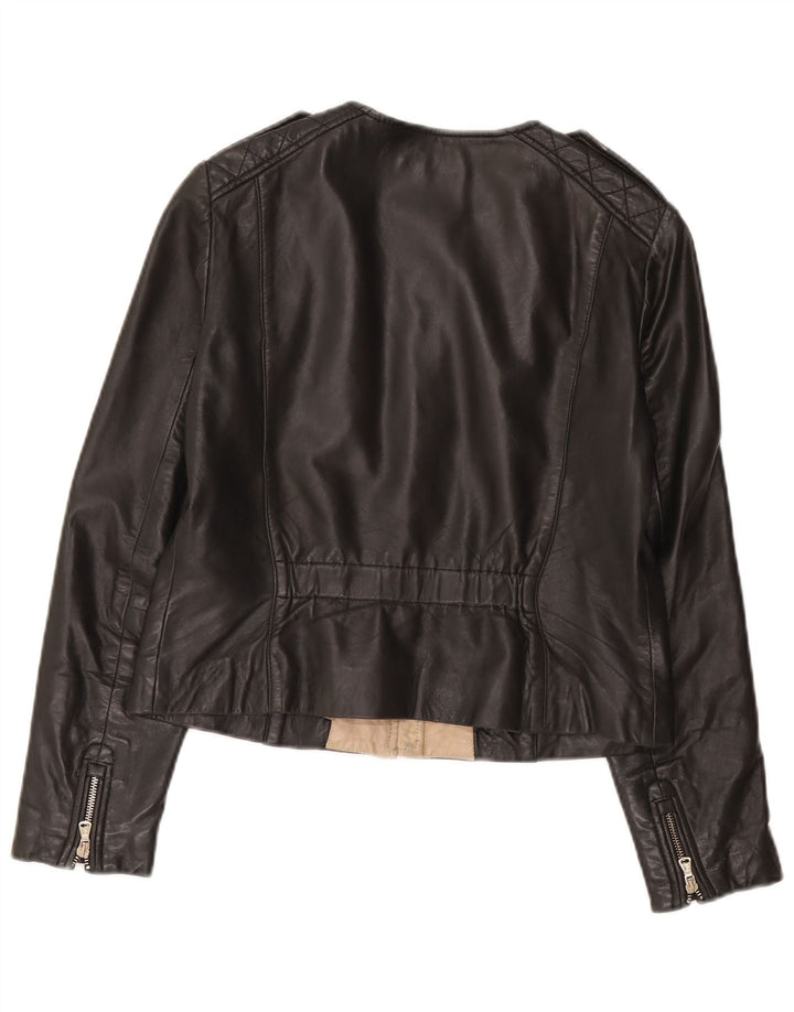 Giacca in pelle da donna Massimo Dutti UK 14 Large in pelle nera