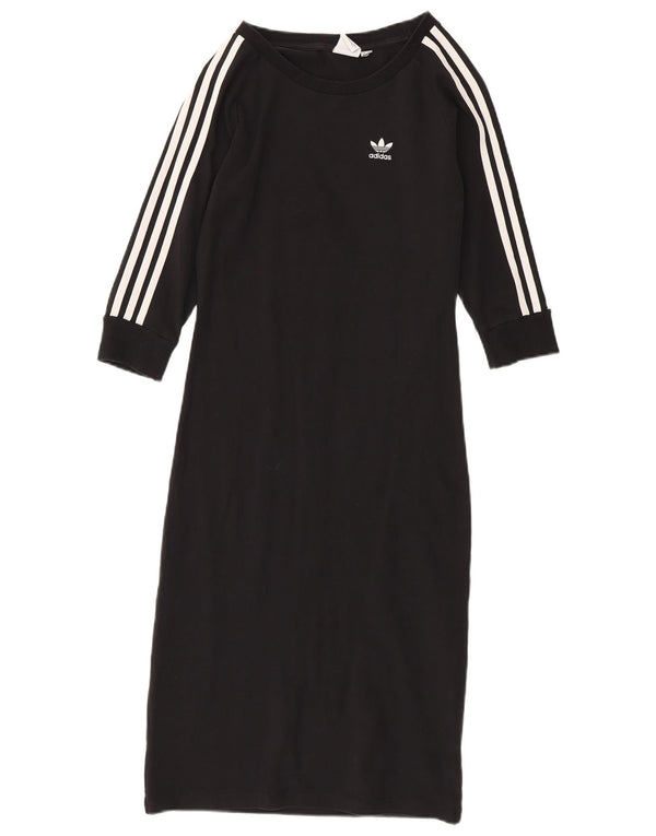 Abito t-shirt Adidas da donna con maniche a 3/4 UK 12 cotone nero medio