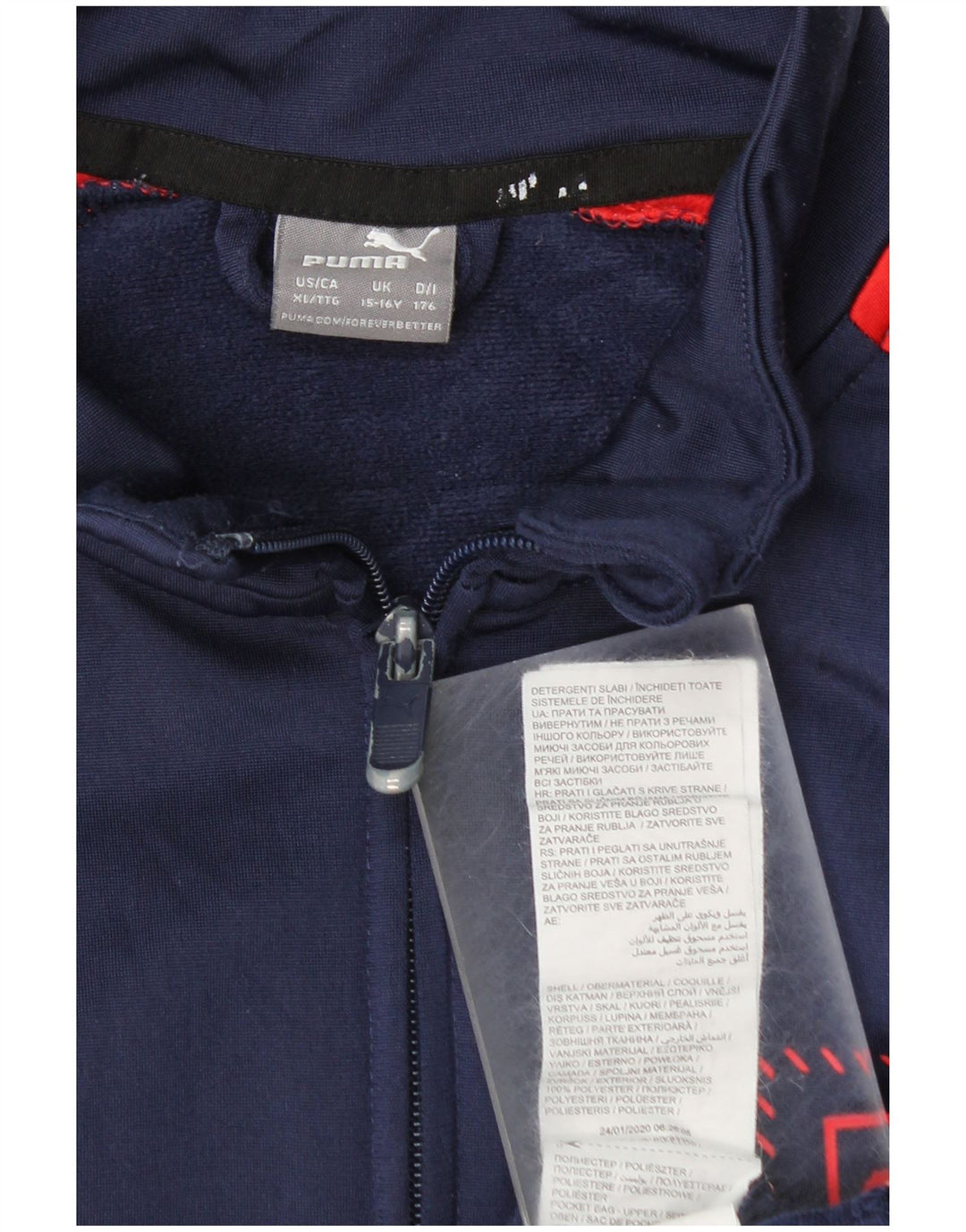 Giacca da ginnastica grafica da ragazzo Puma 15-16 anni Blu navy Colourblock