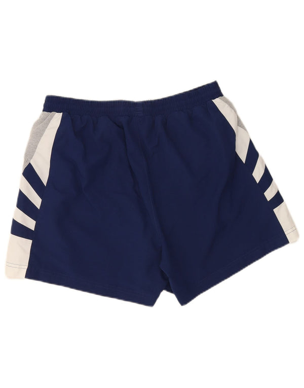 Pantaloncini sportivi da uomo Adidas Large in poliestere color block blu navy