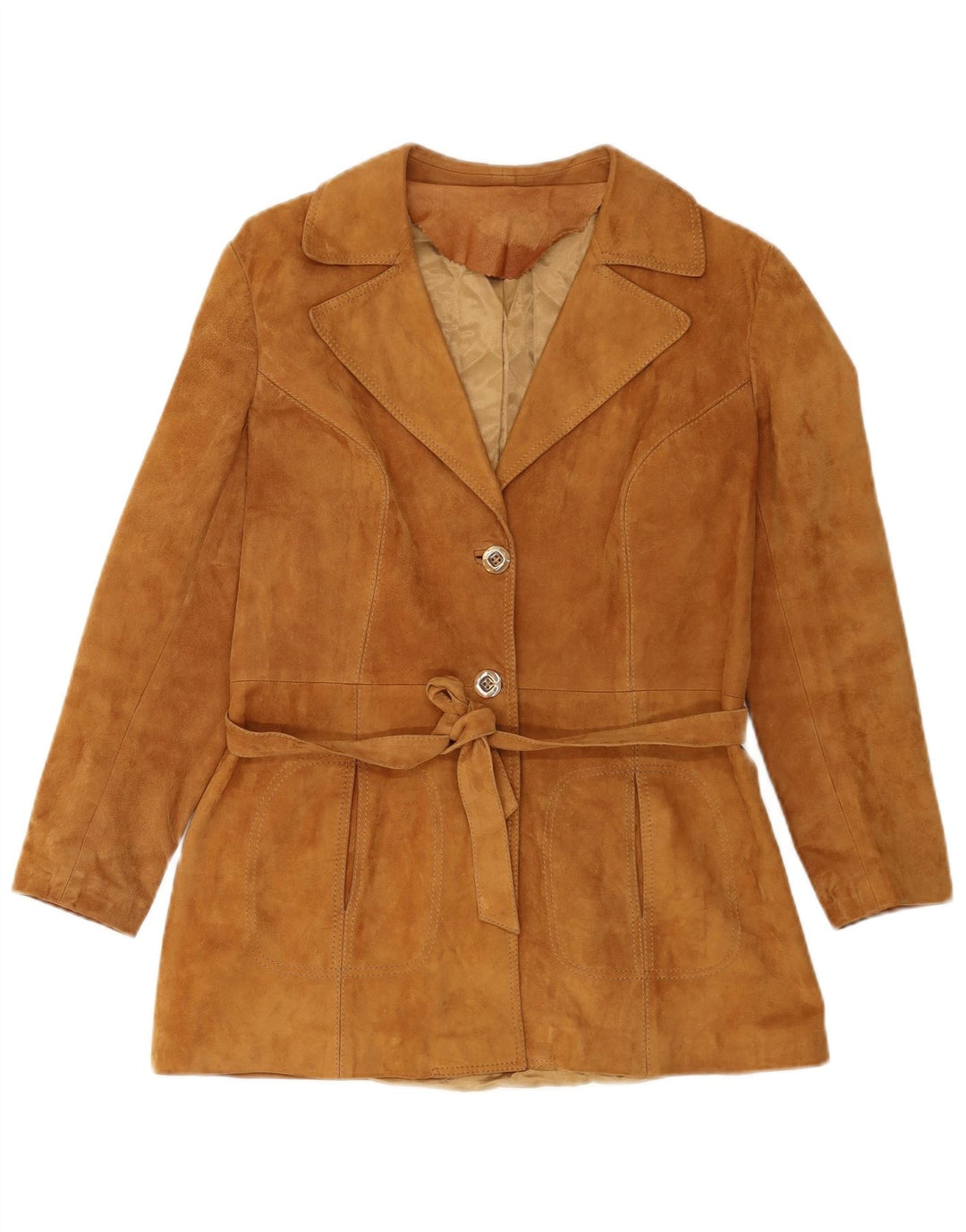 Giacca blazer in pelle scamosciata da donna a 3 bottoni Grand Ford IT 46 Large Beige
