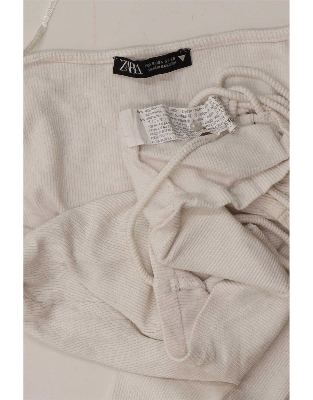 Top corto da donna Zara con allacciatura frontale a maniche lunghe UK 10 piccolo in cotone bianco