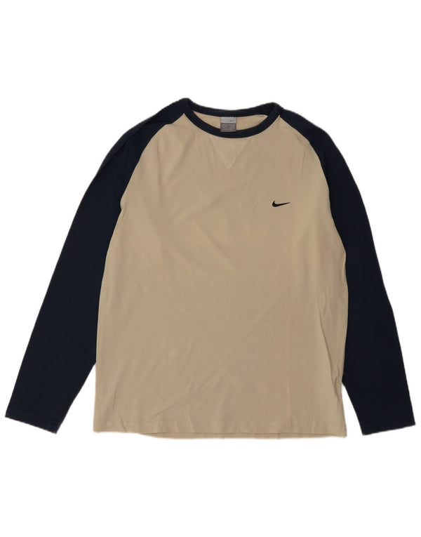 Maglia Nike da uomo a maniche lunghe UK 45/47 XL Beige Colourblock Cotton
