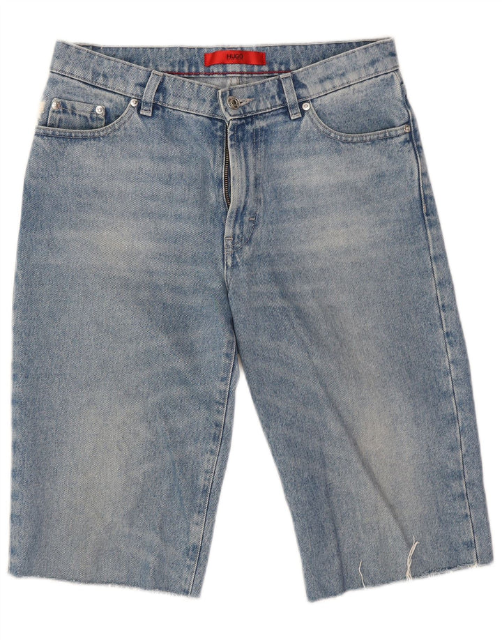 Pantaloncini di jeans da donna Hugo Boss W27 piccoli in cotone blu