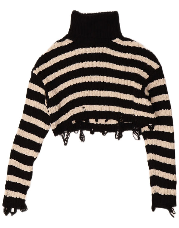 Maglione corto da donna Zara con collo alto, UK 10, piccolo, a righe nere