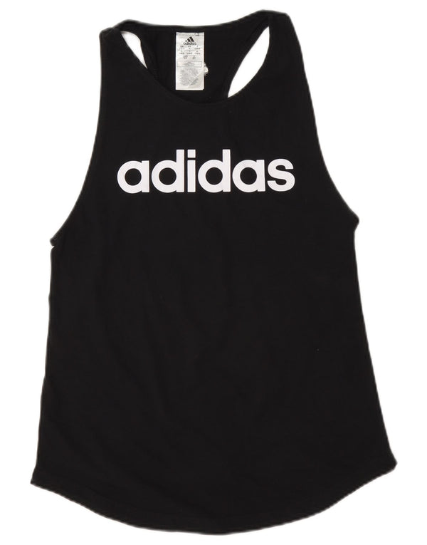 Canotta grafica da donna Adidas UK 8/10 piccola in cotone nero