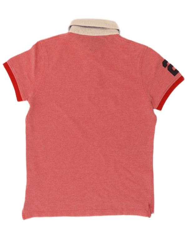 Polo da rugby da uomo con vestibilità grafica slim fit Tommy Hilfiger in cotone rosso medio