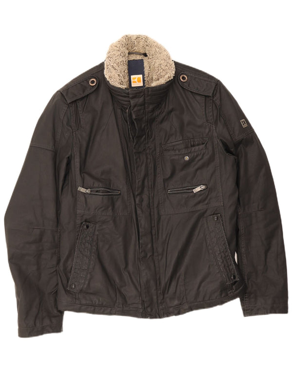 Giacca militare da uomo in cotone cerato Hugo Boss EU 50 grande cotone grigio