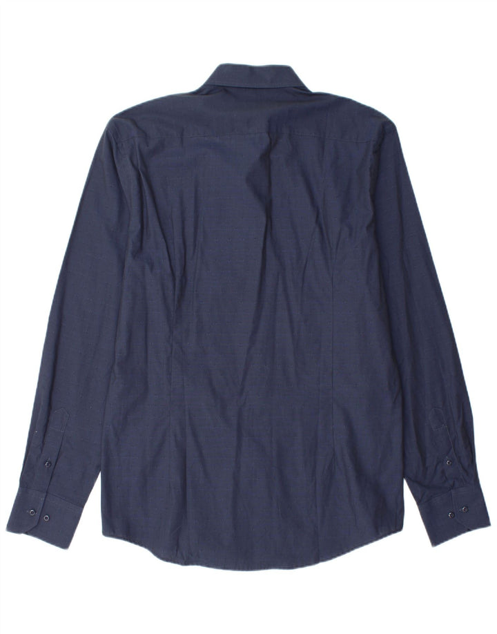 Camicia da uomo COVERI taglia 41/42 grande in cotone blu navy
