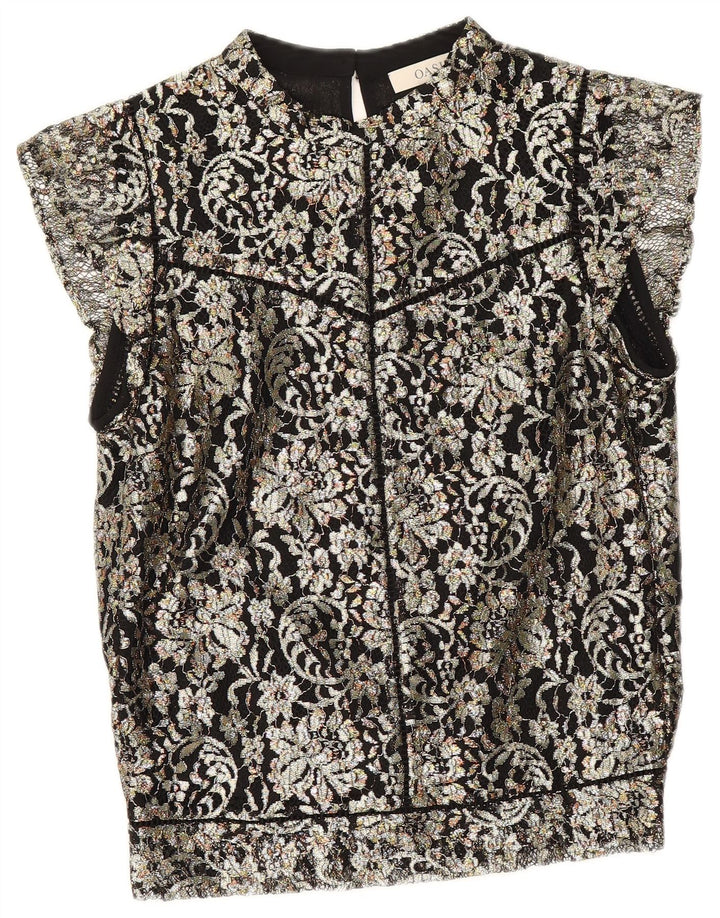 Camicetta da donna Oasis Top UK 10 Piccola viscosa floreale nera