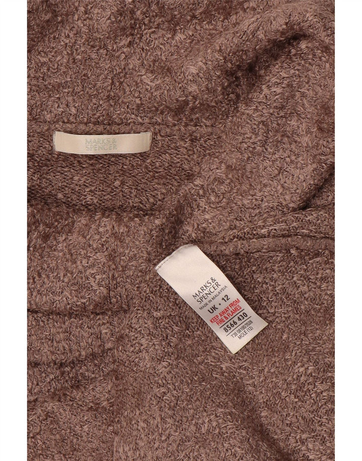Maglione maglione a collo alto da donna Marks & Spencer UK 12 Viscosa marrone medio