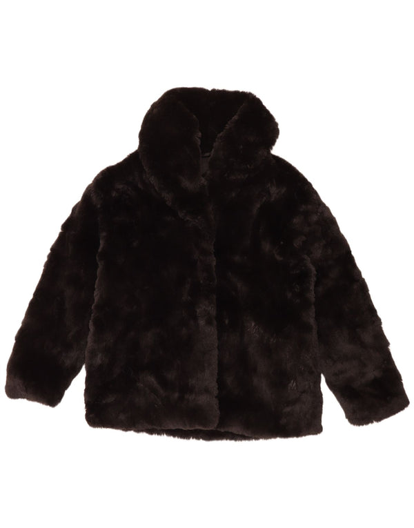 Giacca da donna in pelliccia sintetica Zara UK 14 grande poliestere nero