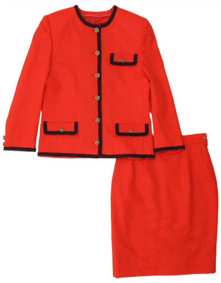 Set gonna vintage da donna a 6 bottoni in 2 pezzi UK 12 medio W28 rosso