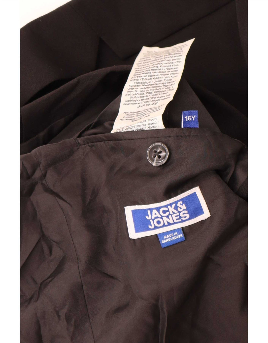 Giacca blazer a 2 bottoni Jack & Jones da ragazzo 15-16 anni in poliestere nero